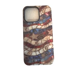 American Flag Stain‎ Glass Mosaic iPhone 15 ProMax Case Red White Blue Patriotic